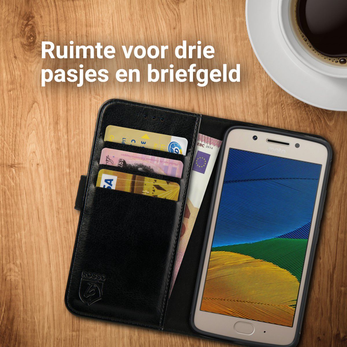 Rosso Element Motorola Moto G5s Hoesje Book Cover Zwart afbeelding 5