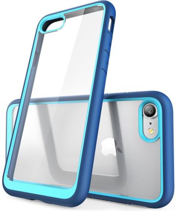 Apple iPhone SE (2020) Hoesje Transparant met Shock Proof Bumper Blauw Hoesjes