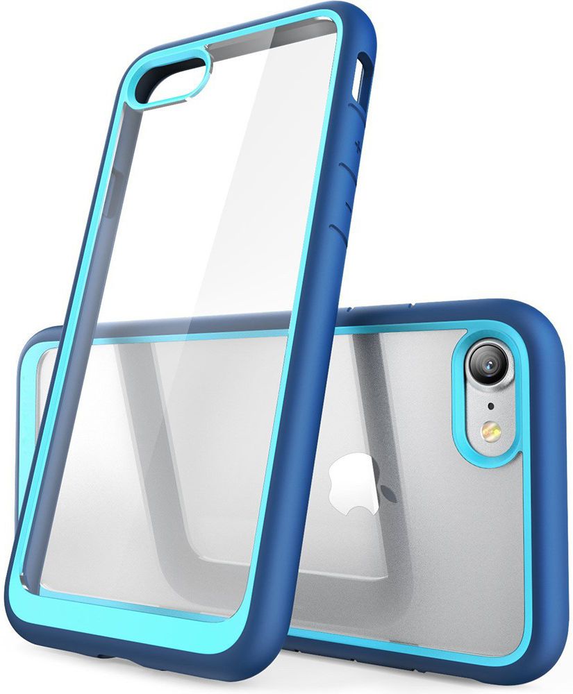 Apple iPhone SE (2020) Hoesje Transparant met Shock Proof Bumper Blauw afbeelding 1
