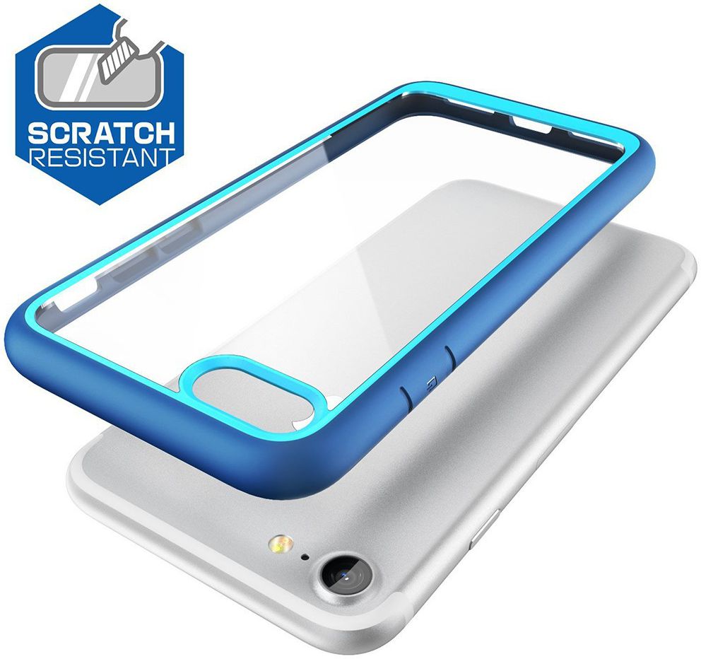 Apple iPhone SE (2020) Hoesje Transparant met Shock Proof Bumper Blauw afbeelding 6