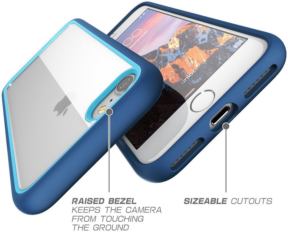 Apple iPhone SE (2020) Hoesje Transparant met Shock Proof Bumper Blauw afbeelding 4