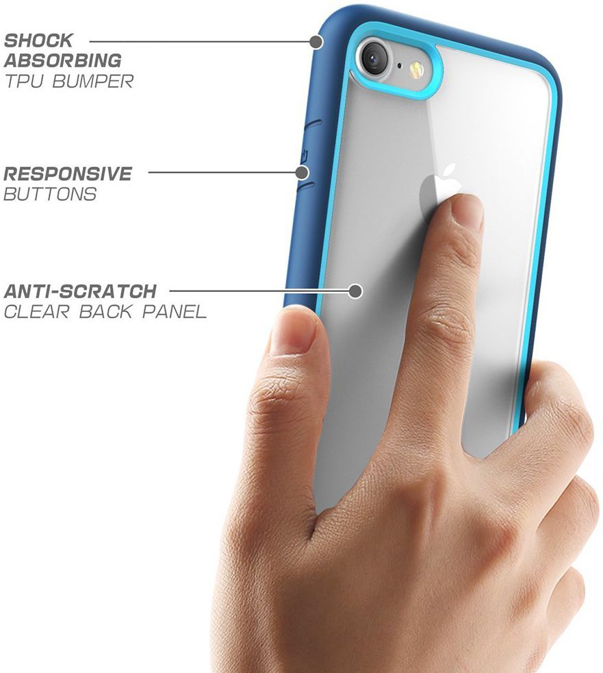 Apple iPhone SE (2020) Hoesje Transparant met Shock Proof Bumper Blauw afbeelding 5