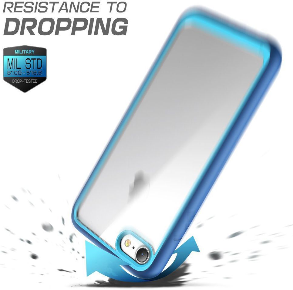 Apple iPhone SE (2020) Hoesje Transparant met Shock Proof Bumper Blauw afbeelding 7