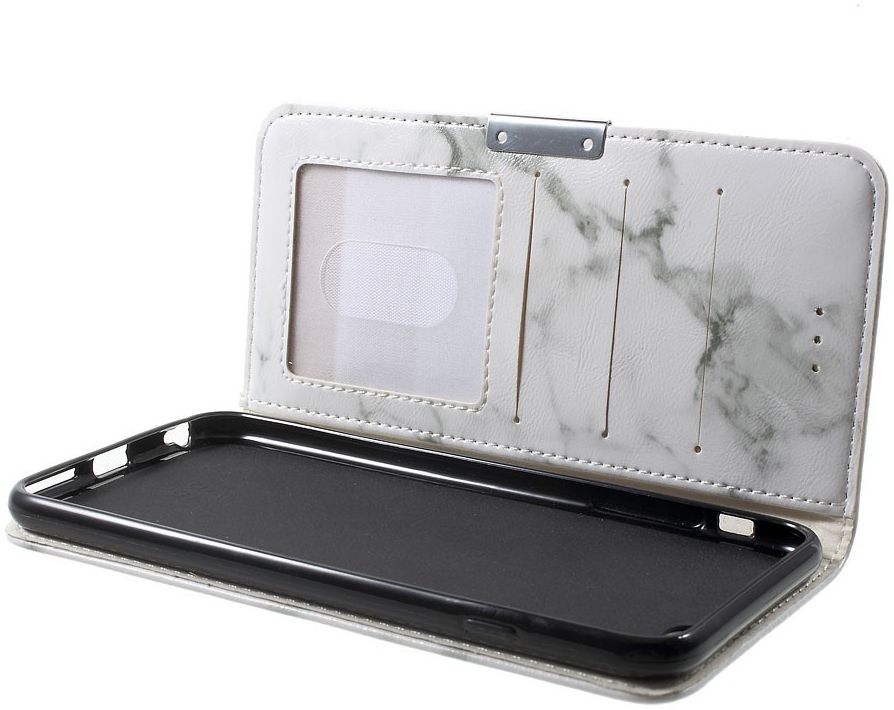 Apple iPhone 6S Marmer Portemonnee Hoesje Wit afbeelding 5