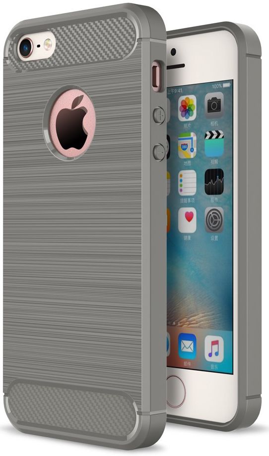 Apple iPhone 5(S)/SE Geborsteld TPU Hoesje Grijs afbeelding 2