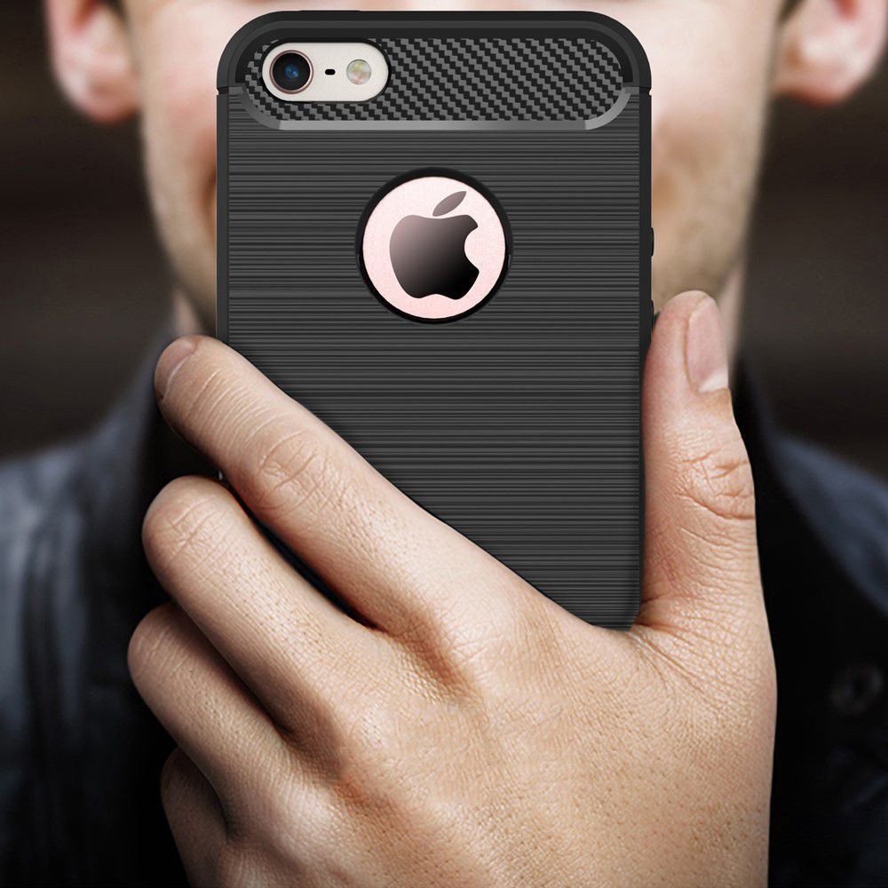 Apple iPhone 5(S)/SE Geborsteld TPU Hoesje Grijs afbeelding 4
