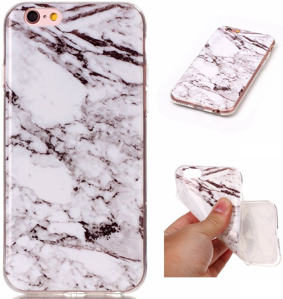Apple iPhone 6 / 6S TPU Hoesje Marmer Wit afbeelding 1