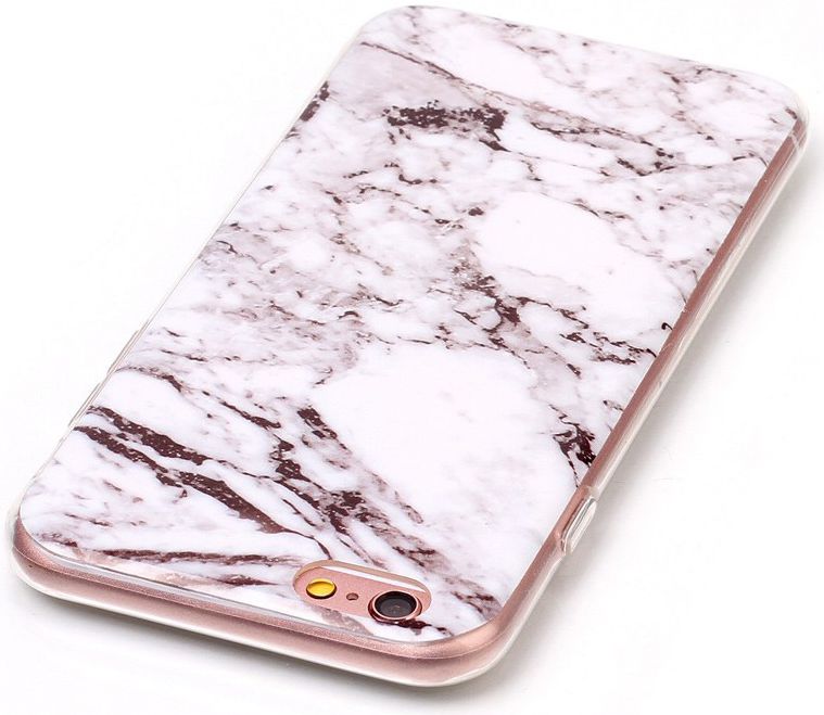 Apple iPhone 6 / 6S TPU Hoesje Marmer Wit afbeelding 4