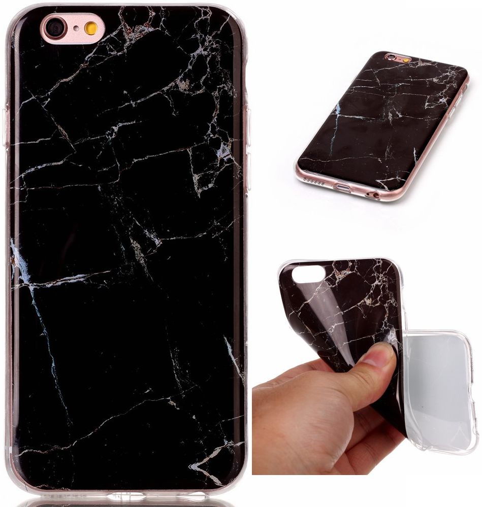 Apple iPhone 6 / 6S TPU Hoesje Marmer Zwart afbeelding 1
