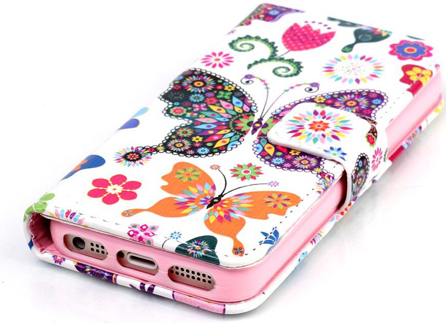 Apple iPhone 5/5s/SE Portemonnee Hoesje met Vlinder Print afbeelding 4