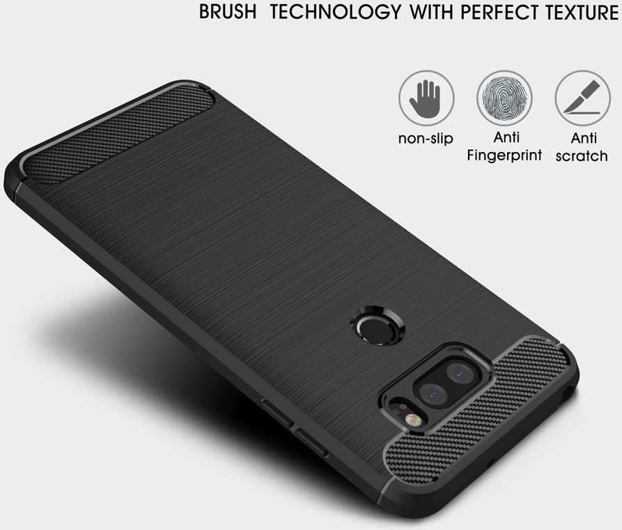 LG V30 / V30S Geborsteld TPU Hoesje Zwart afbeelding 6