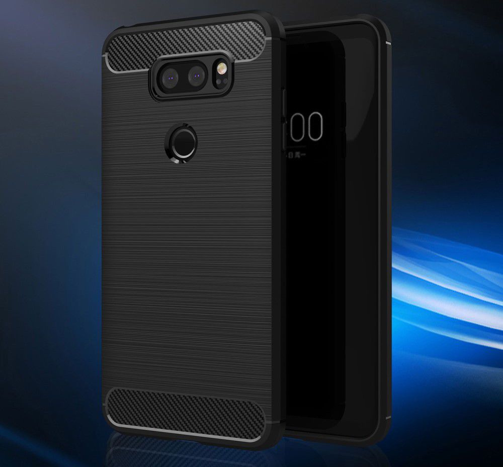 LG V30 / V30S Geborsteld TPU Hoesje Zwart afbeelding 7