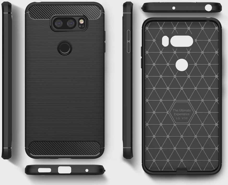 LG V30 / V30S Geborsteld TPU Hoesje Zwart afbeelding 10