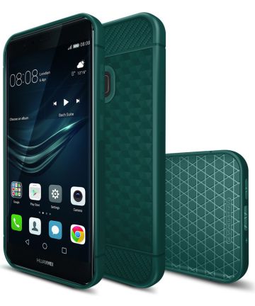 Huawei P10 Lite Geometrisch TPU Hoesje Groen Hoesjes