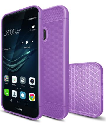 Huawei P10 Lite Geometrisch TPU Hoesje Paars Hoesjes