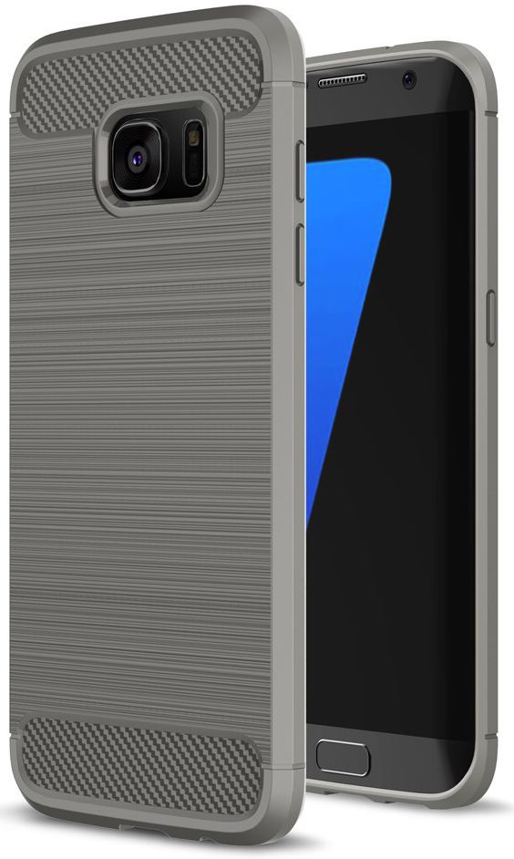Samsung Galaxy S7 Edge Geborsteld TPU Hoesje Grijs afbeelding 1