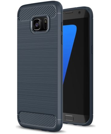 Samsung Galaxy S7 Edge Geborsteld TPU Hoesje Blauw Hoesjes