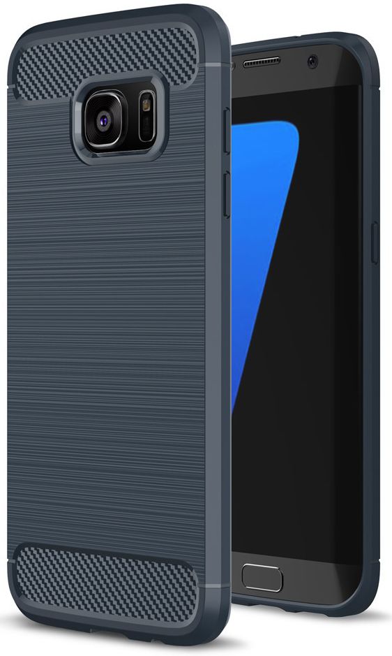 Samsung Galaxy S7 Edge Geborsteld TPU Hoesje Blauw afbeelding 1