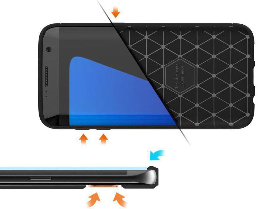 Samsung Galaxy S7 Edge Geborsteld TPU Hoesje Blauw afbeelding 9