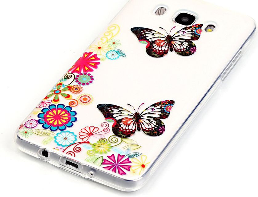 Samsung Galaxy J5 (2016) TPU Hoesje Vlinder met Bloemen afbeelding 2