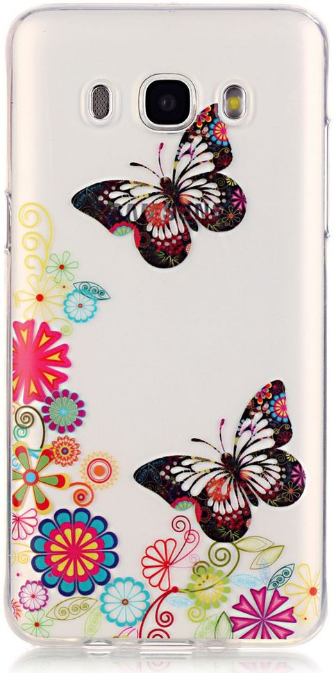 Samsung Galaxy J5 (2016) TPU Hoesje Vlinder met Bloemen afbeelding 3