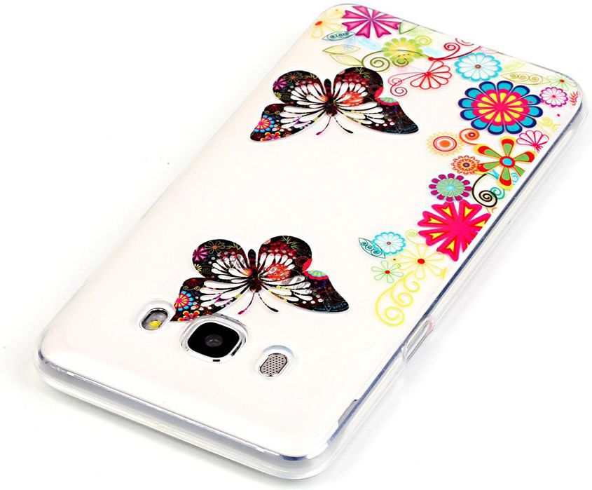 Samsung Galaxy J5 (2016) TPU Hoesje Vlinder met Bloemen afbeelding 4