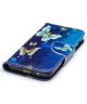 Samsung Galaxy A3 (2017) Portemonnee Hoesje met Vlinders Print Blauw