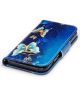 Samsung Galaxy A3 (2017) Portemonnee Hoesje met Vlinders Print Blauw