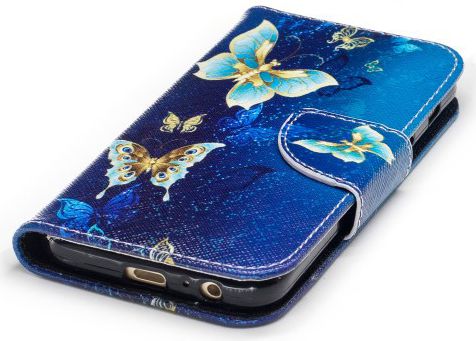 Samsung Galaxy A3 (2017) Portemonnee Hoesje met Vlinders Print Blauw afbeelding 6