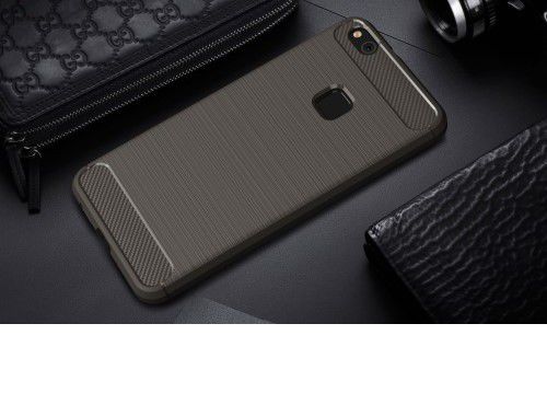 Huawei P10 Lite Geborsteld TPU Hoesje Grijs afbeelding 2