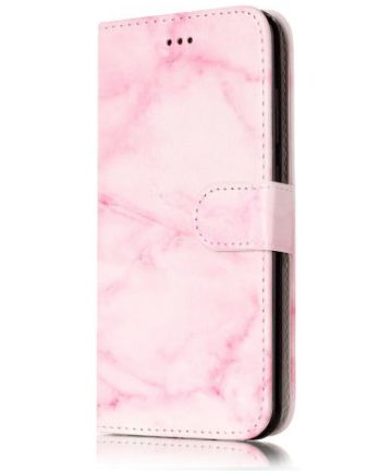 Huawei P10 Lite Portemonee Hoesje met Print Roze Marmer Hoesjes