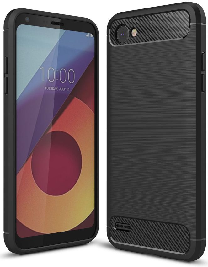LG Q6 Geborsteld TPU Hoesje Zwart afbeelding 1