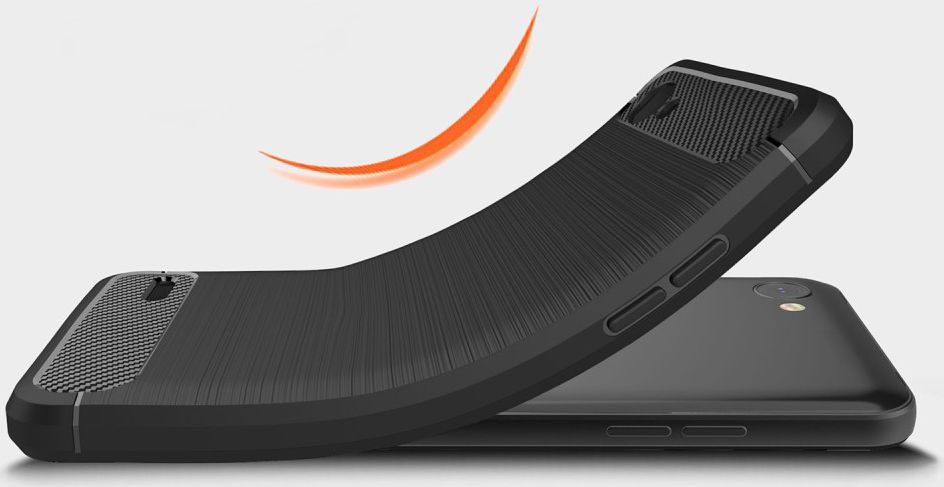 LG Q6 Geborsteld TPU Hoesje Zwart afbeelding 4