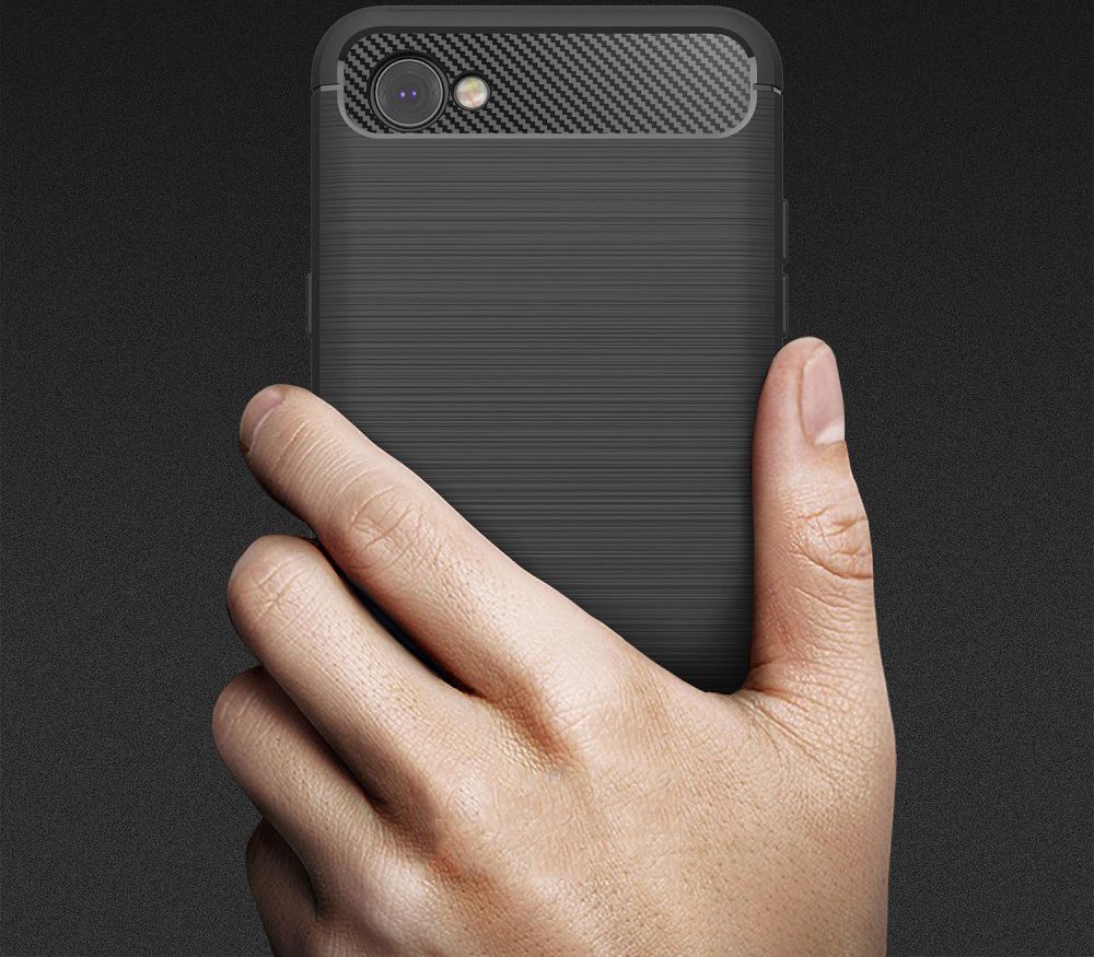 LG Q6 Geborsteld TPU Hoesje Zwart afbeelding 5