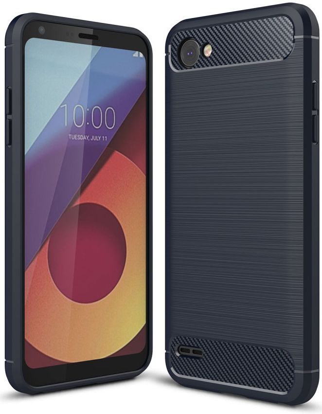 LG Q6 Geborsteld TPU Hoesje Blauw afbeelding 1