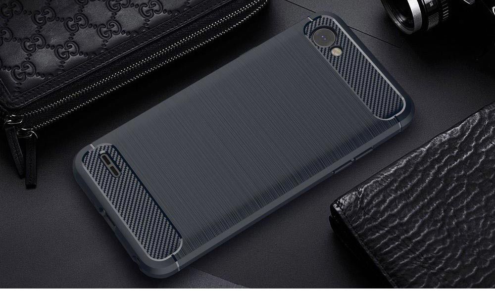 LG Q6 Geborsteld TPU Hoesje Blauw afbeelding 2