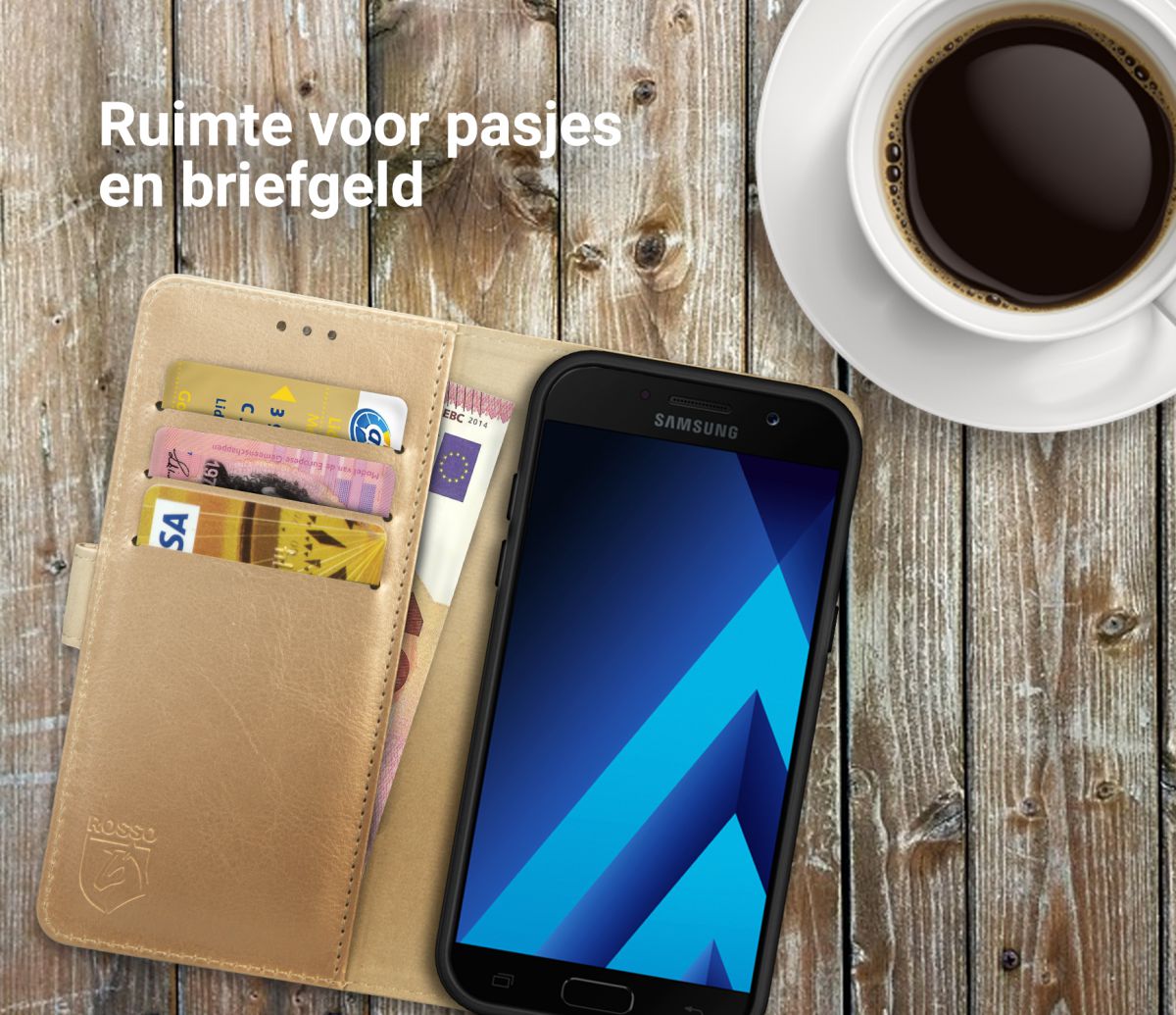 Rosso Element Samsung Galaxy A5 2017 Hoesje Book Cover Goud afbeelding 4