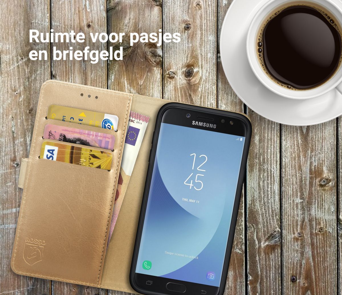 Rosso Element Samsung Galaxy J5 2017 Hoesje Book Cover Goud afbeelding 4