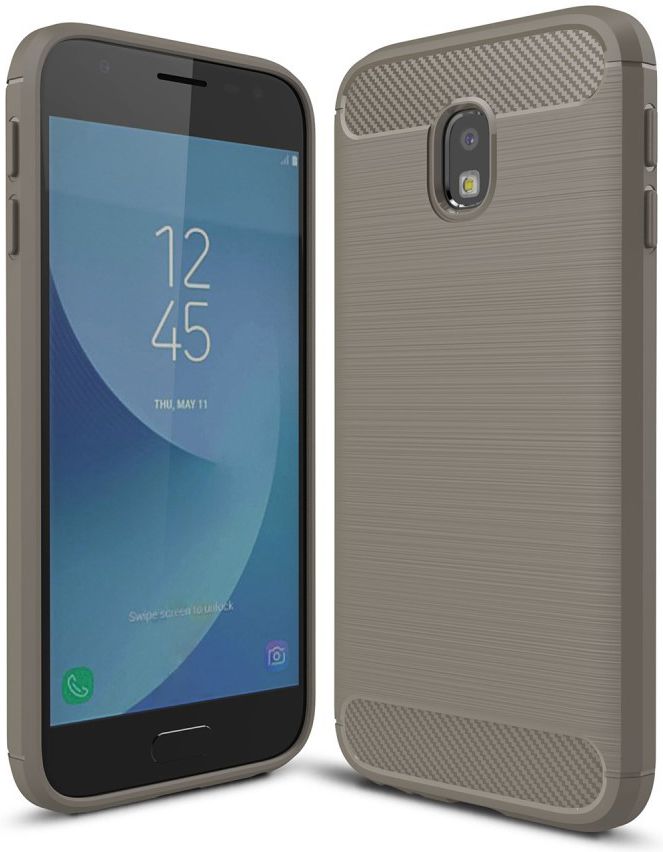 Samsung Galaxy J3 (2017) Geborsteld TPU Hoesje Grijs afbeelding 1