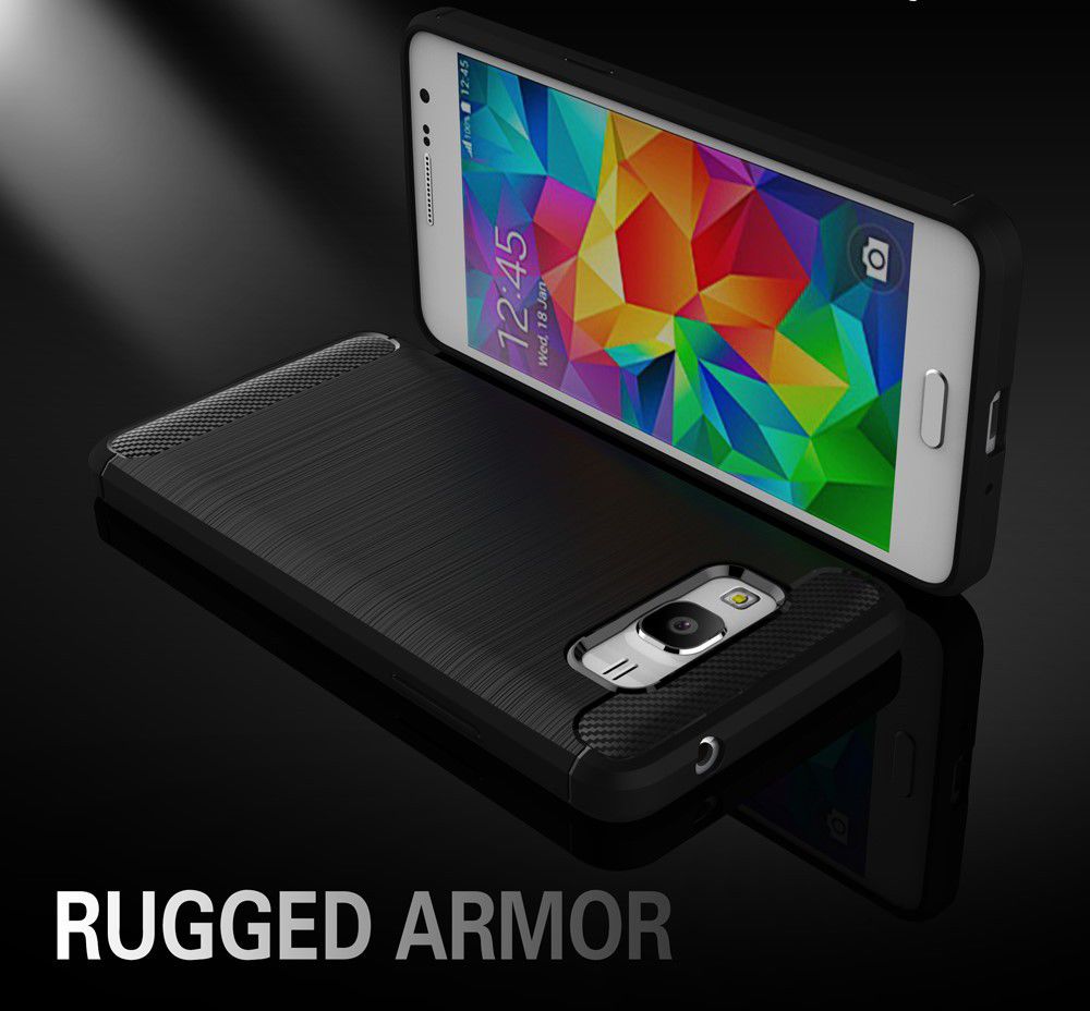 Samsung Galaxy Grand Prime Geborsteld TPU Hoesje Zwart afbeelding 2