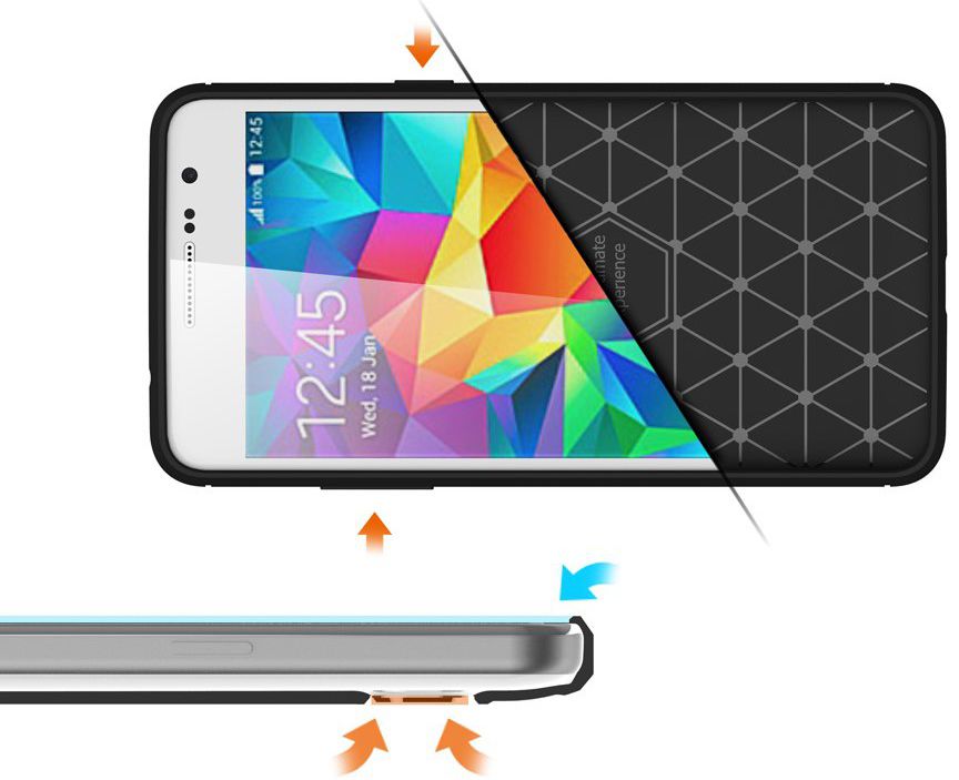 Samsung Galaxy Grand Prime Geborsteld TPU Hoesje Zwart afbeelding 7