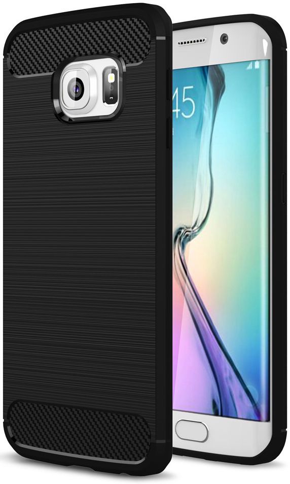 Samsung Galaxy S6 Edge Geborsteld TPU Hoesje Zwart afbeelding 1