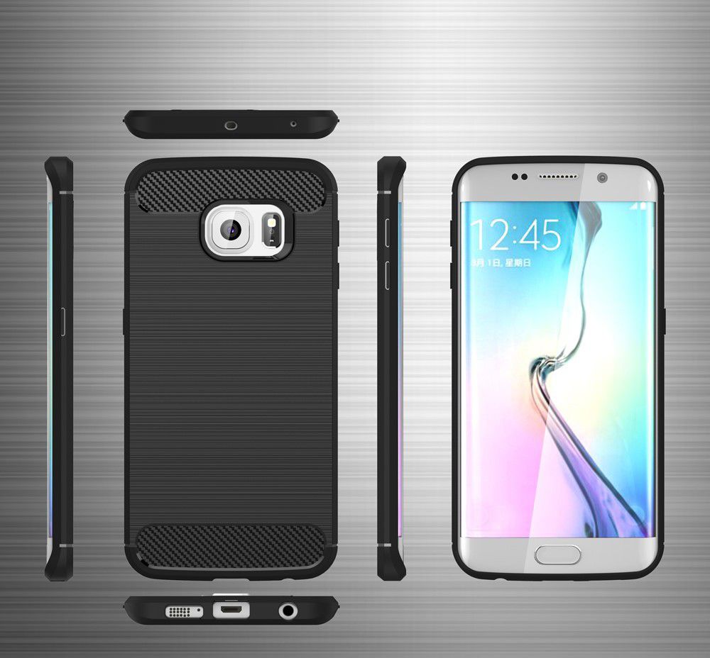 Samsung Galaxy S6 Edge Geborsteld TPU Hoesje Zwart afbeelding 4