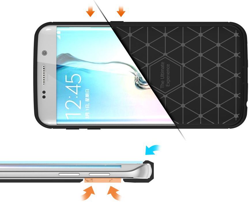 Samsung Galaxy S6 Edge Geborsteld TPU Hoesje Zwart afbeelding 5