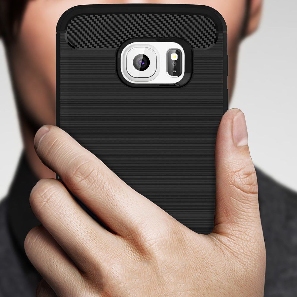 Samsung Galaxy S6 Edge Geborsteld TPU Hoesje Zwart afbeelding 6