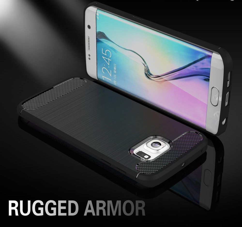 Samsung Galaxy S6 Edge Geborsteld TPU Hoesje Zwart afbeelding 7