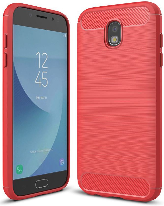Samsung Galaxy J7 (2017) Geborsteld TPU Hoesje Rood afbeelding 1