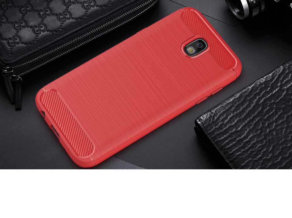 Samsung Galaxy J7 (2017) Geborsteld TPU Hoesje Rood afbeelding 2