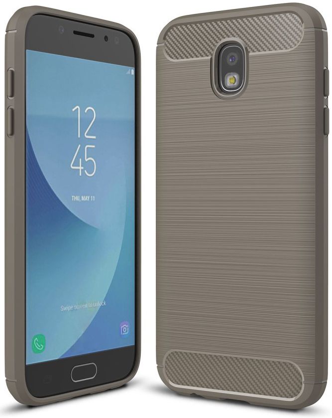 Samsung Galaxy J7 (2017) Geborsteld TPU Hoesje Grijs afbeelding 1