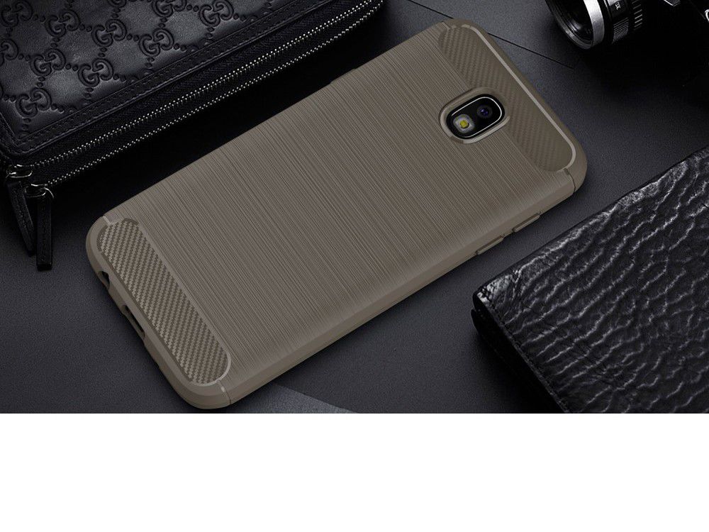 Samsung Galaxy J7 (2017) Geborsteld TPU Hoesje Grijs afbeelding 2